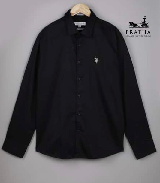 SOLID BLACK US_ POLO: SHIRT BY PRATHA